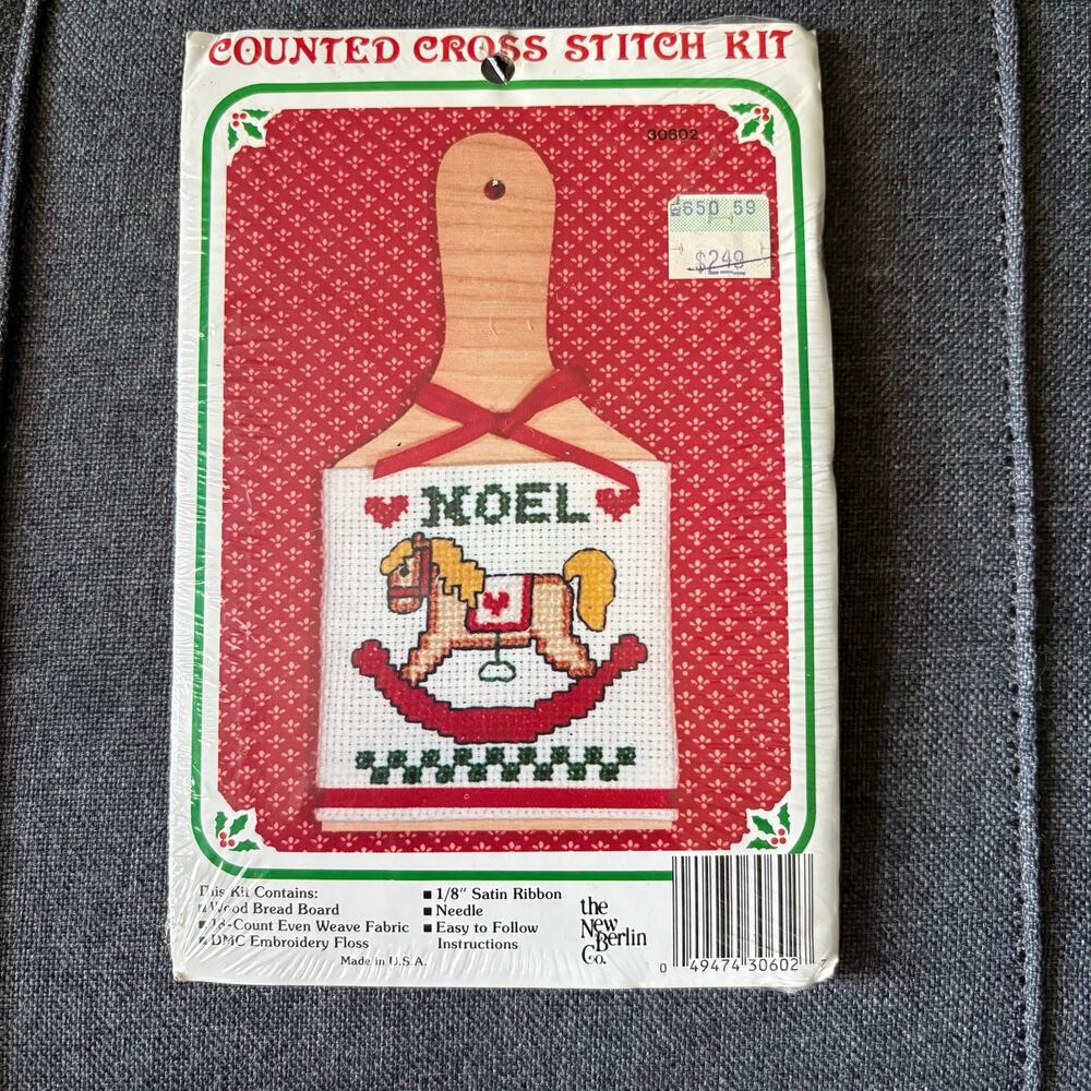 Noel Rocking Horse Vintage Counted Cross Stitch Kit by New Berlin Co. - 1980s